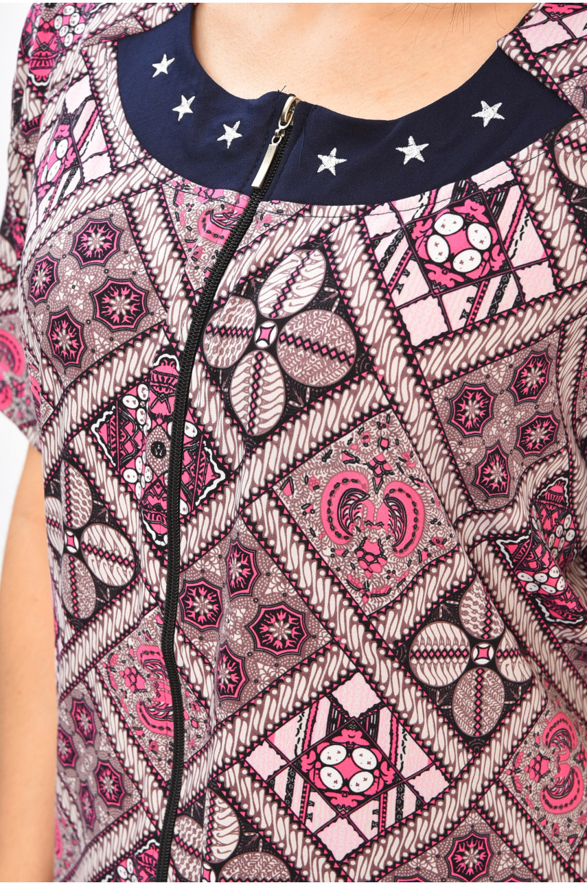 Халат женский батальный розового цвета с принтом 2305 204610 Халат женский батальный розового цвета с принтом 2305 204610