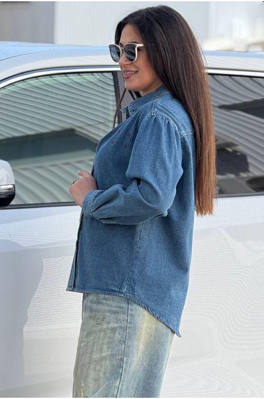 Сорочка джинсова жіноча блакитного кольору 204626