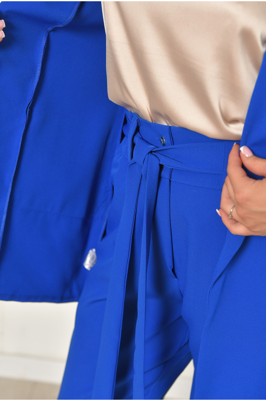 Костюм женский однотонный синего цвета 204678