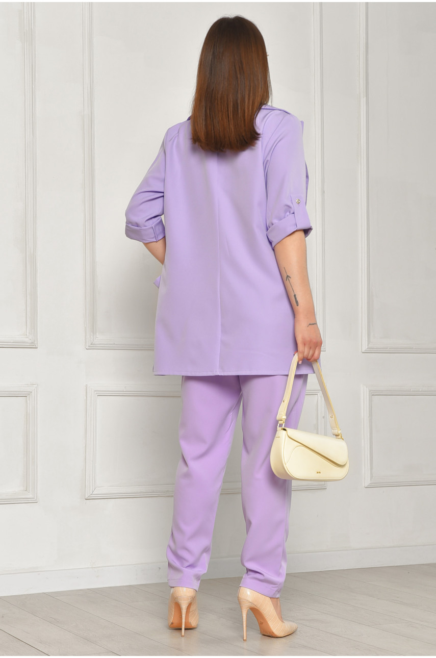 Костюм женский батальный сиреневого цвета 204681