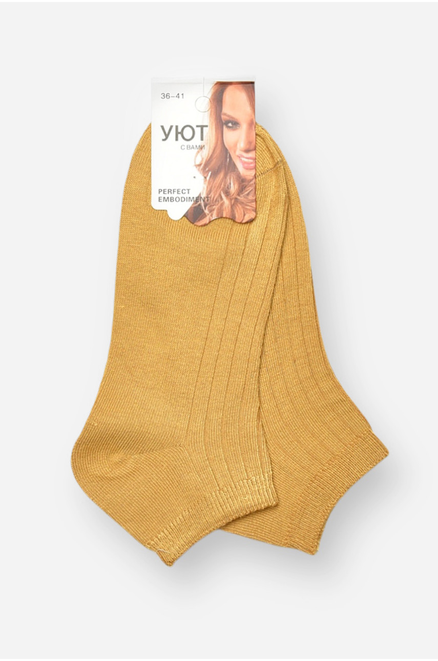 Носки женские спортивные демисезонные горчичного цвета 22-03(ВL-11) 204723