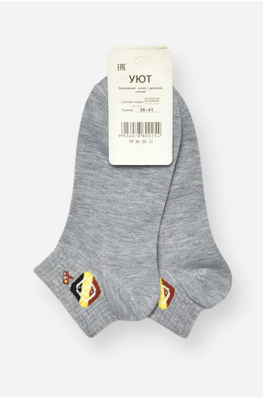 Носки женские спортивные демисезонные серого цвета 22-12 204726