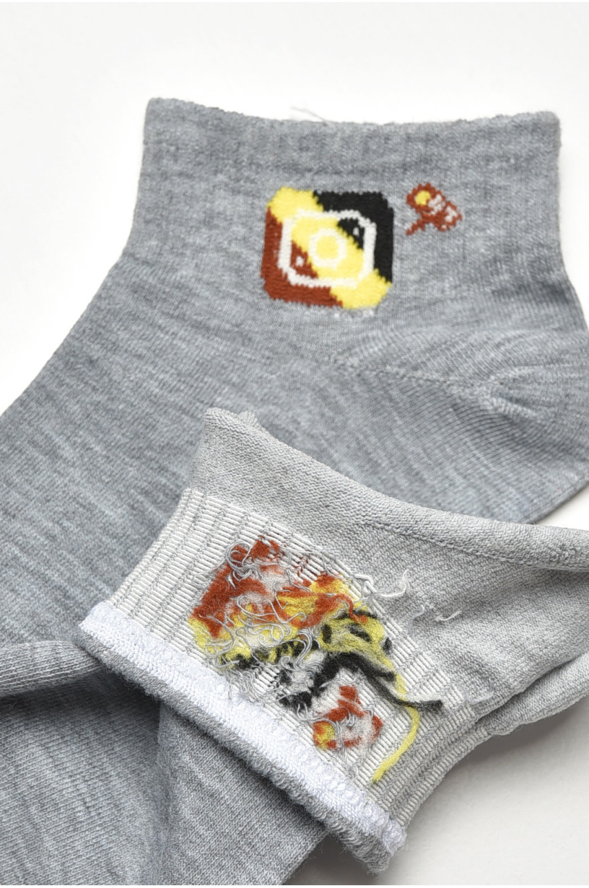 Носки женские спортивные демисезонные серого цвета 22-12 204726