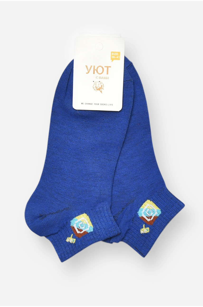 Носки женские спортивные демисезонные синего цвета 22-12 204728
