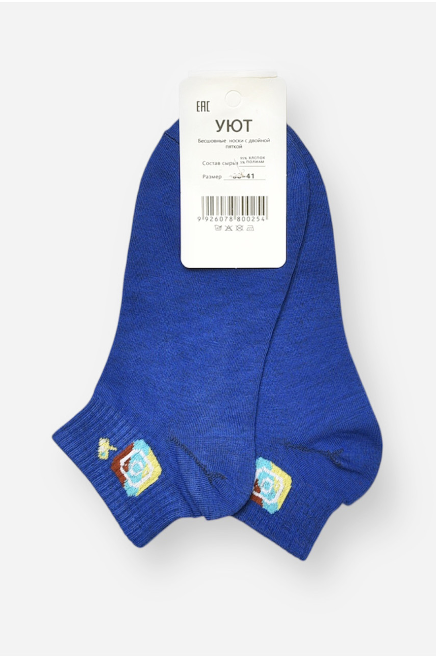Носки женские спортивные демисезонные синего цвета 22-12 204728