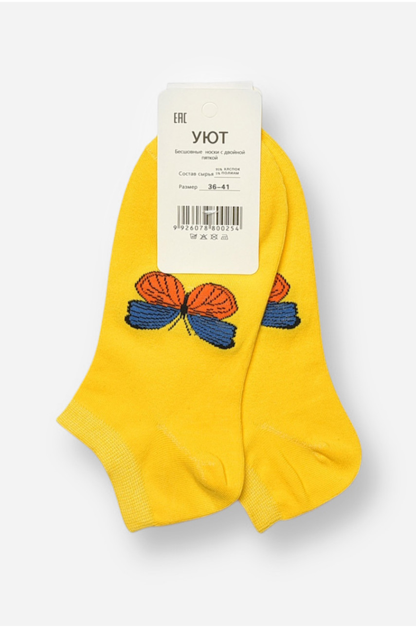 Носки женские спортивные демисезонные желтого цвета 22-05 204751