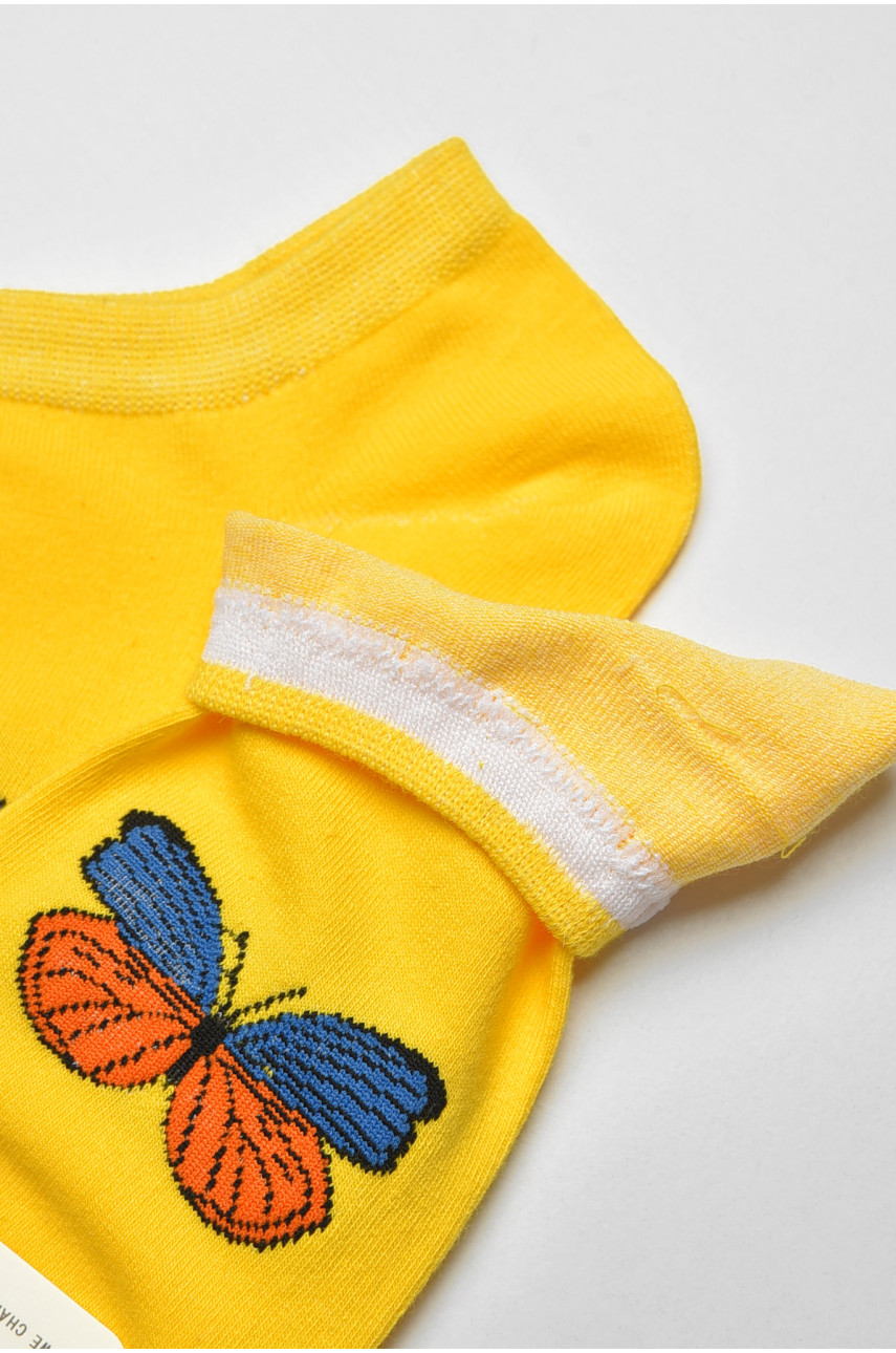 Носки женские спортивные демисезонные желтого цвета 22-05 204751