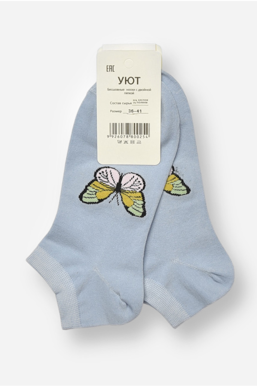 Носки женские спортивные демисезонные голубого цвета 22-05 204753