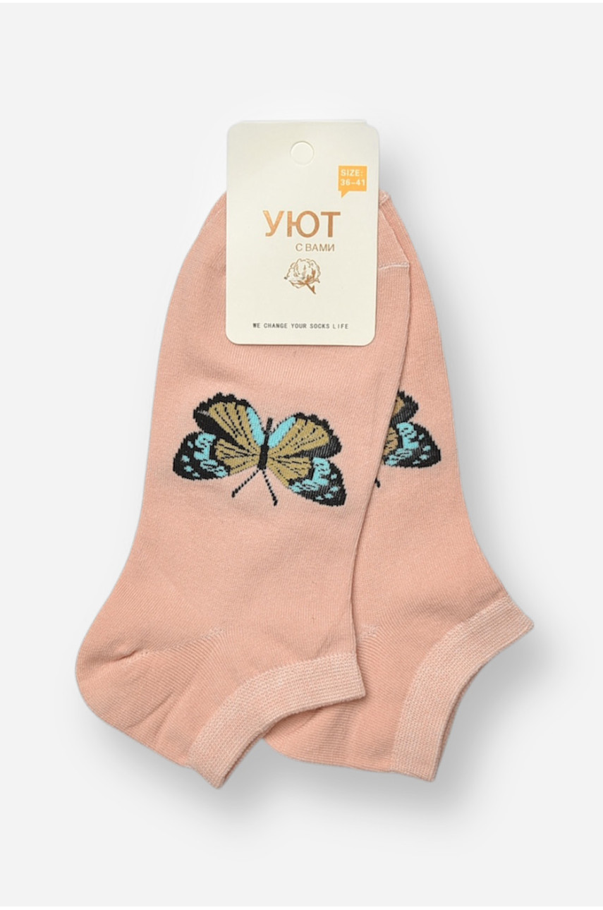 Носки женские спортивные демисезонные пудрового цвета 22-05 204755