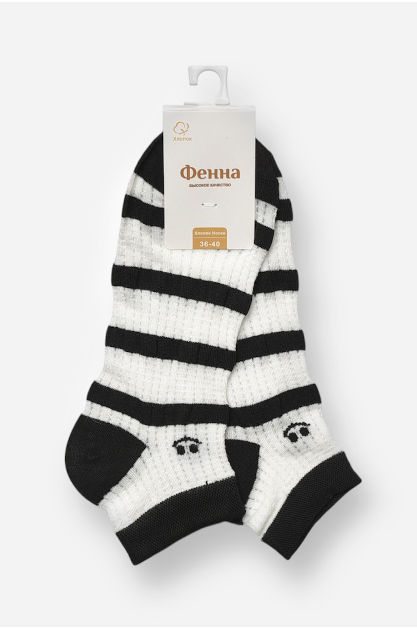 Носки женские спортивные демисезонные белого цвета с принтом 715-4 204761