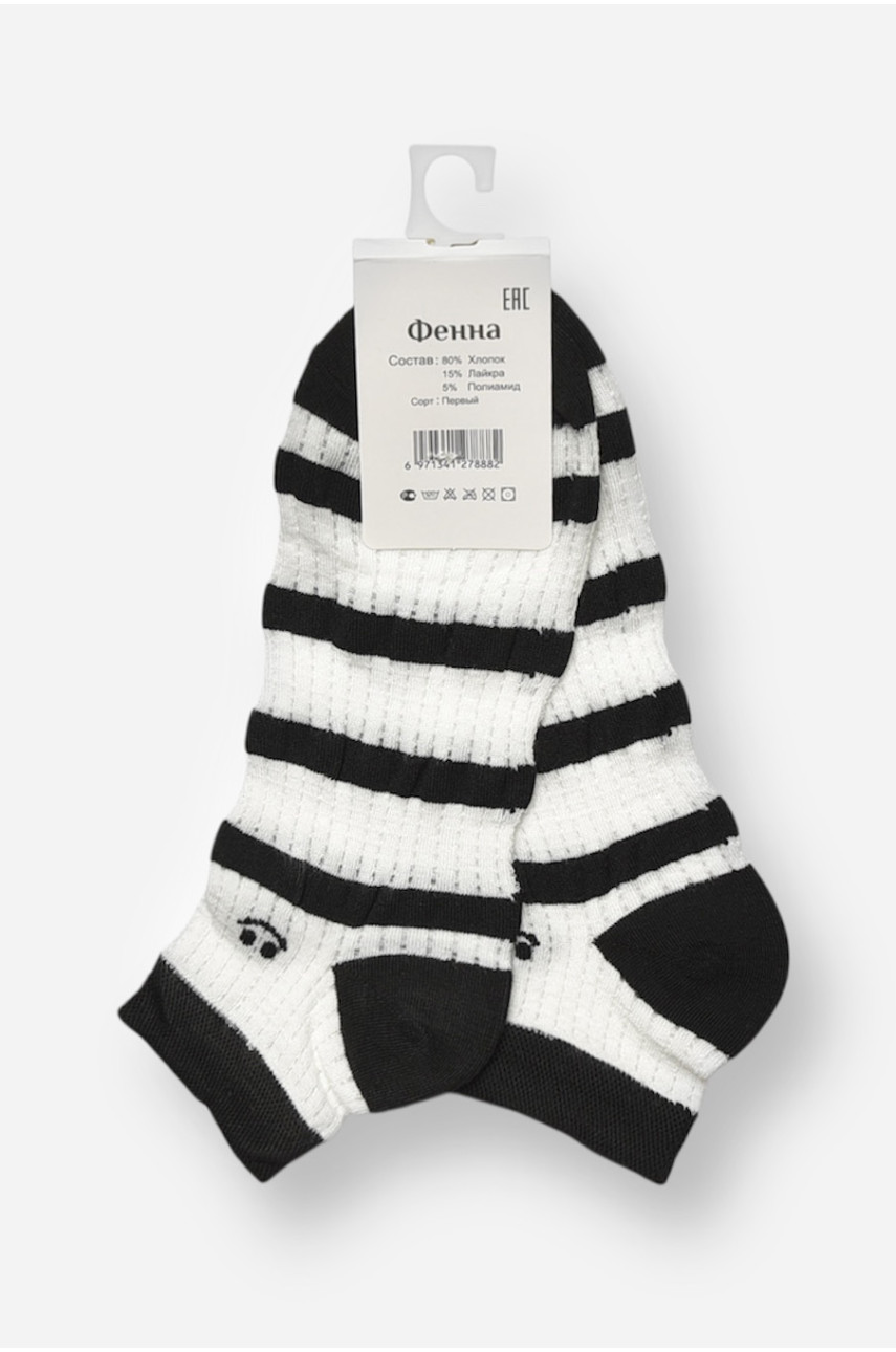 Носки женские спортивные демисезонные белого цвета с принтом 715-4 204761
