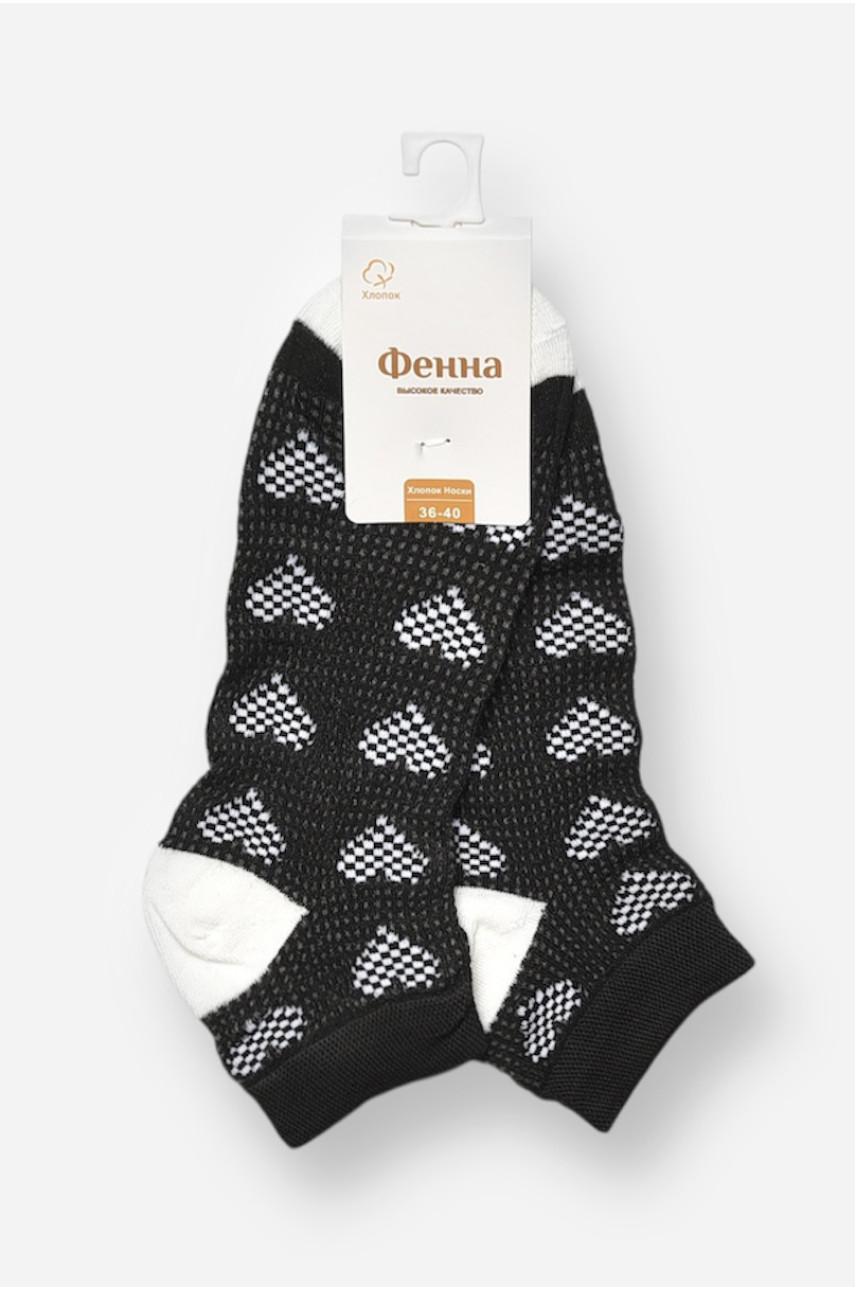 Носки женские спортивные демисезонные черного цвета с принтом 715-4 204762