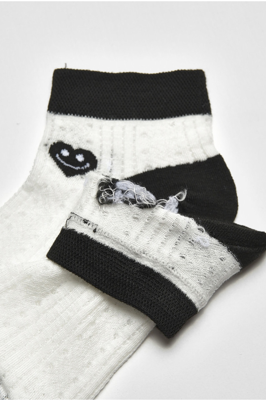 Носки женские спортивные демисезонные белого цвета с принтом 715-4 204763 Носки женские спортивные демисезонные белого цвета с принтом 715-4 204763