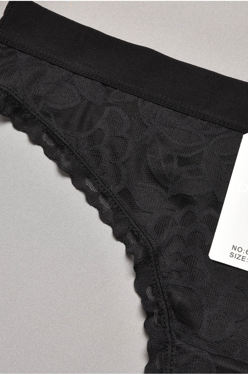 Стринги женские однотонные черного цвета 6272F 204785