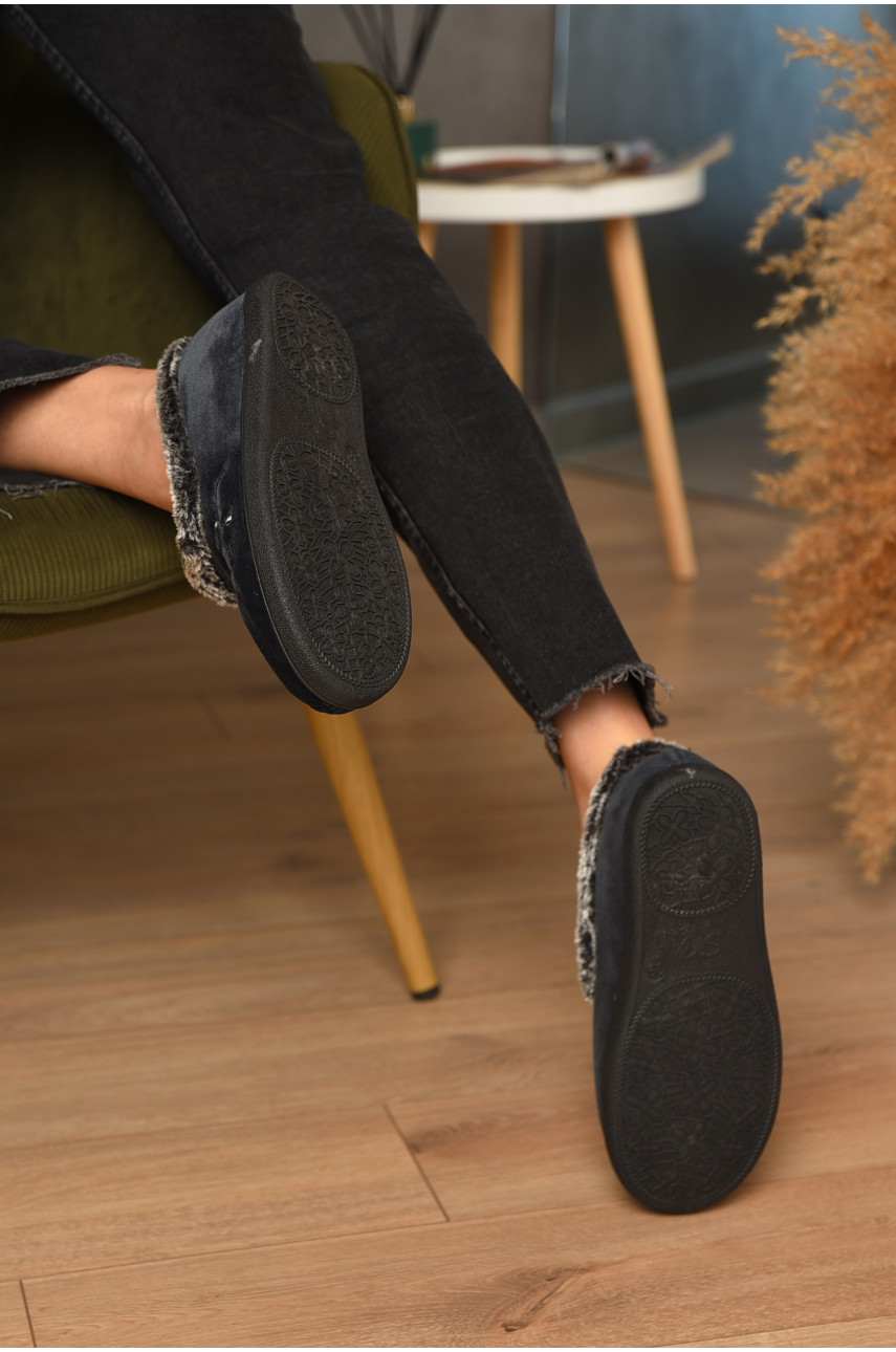 Капці жіночі на хутрі сірого кольору з візерунком К-2202 204872