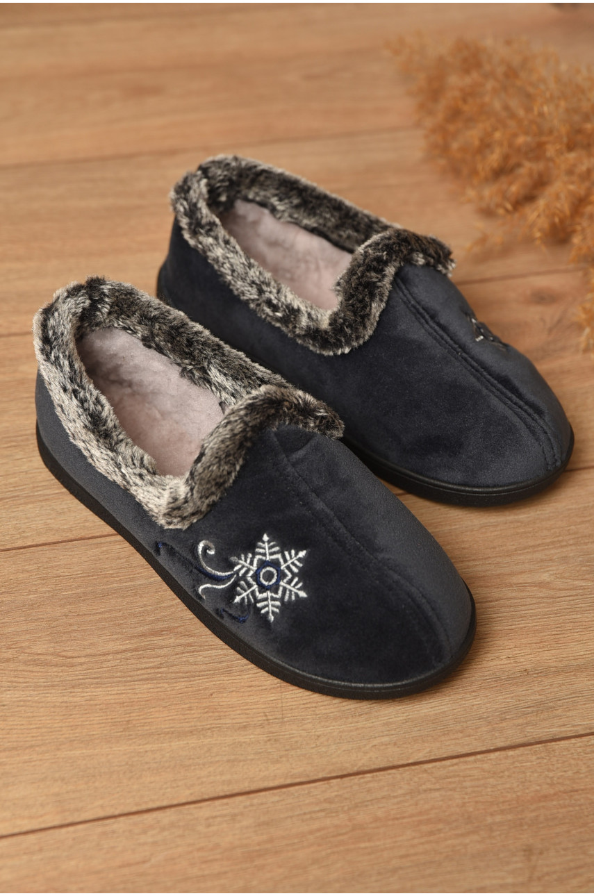 Капці жіночі на хутрі сірого кольору з візерунком К-2202 204872