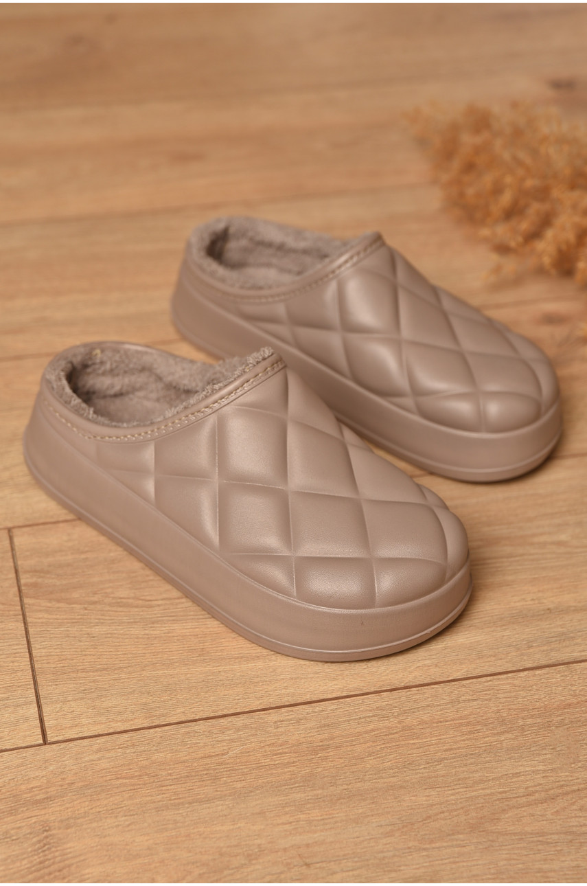 Калоші жіночі без задника утеплені бежевого кольору 602 204876