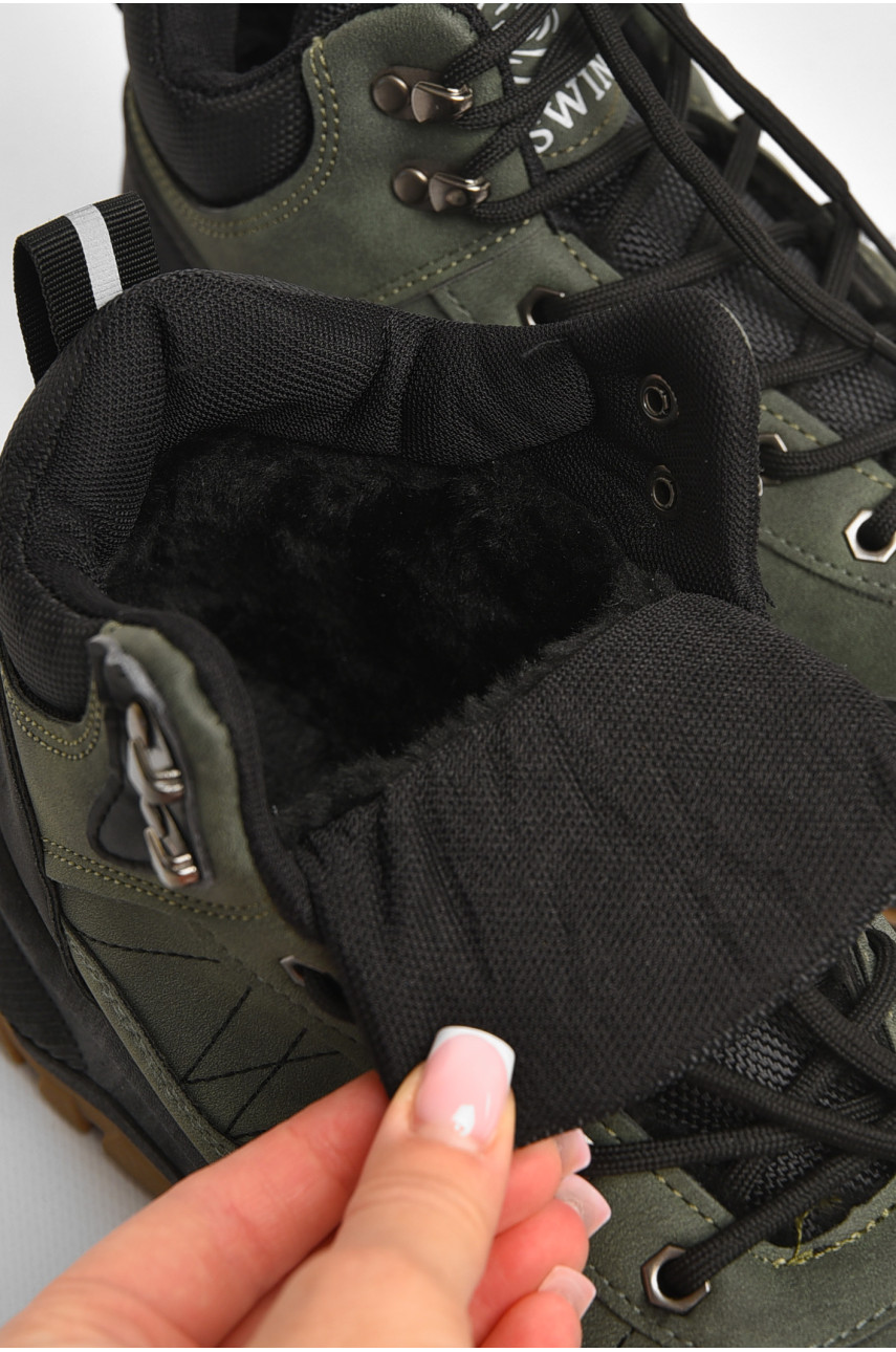 Черевики чоловічі зимові на хутрі темно-зеленого кольору YB10605-3 204880