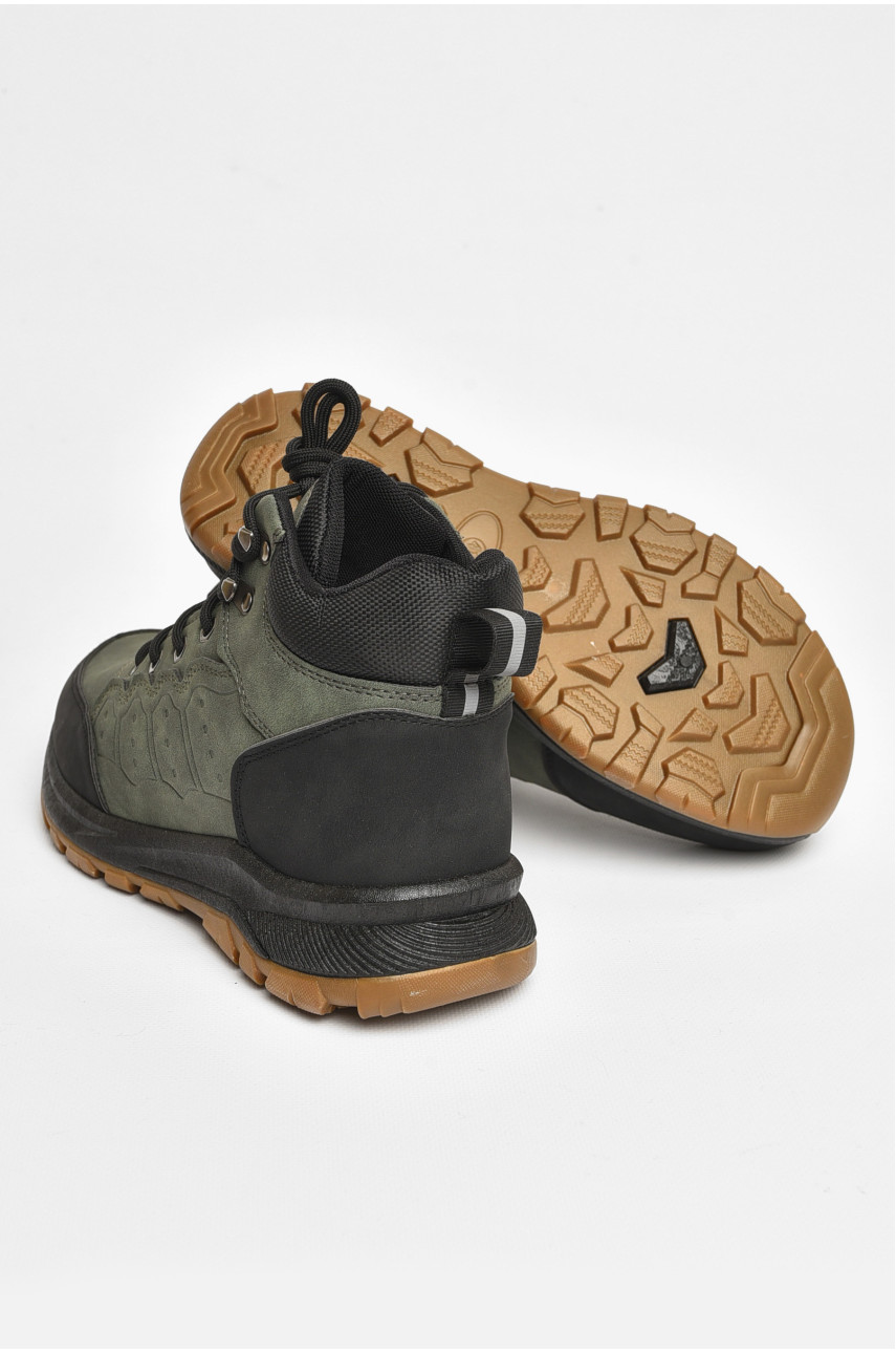 Черевики чоловічі зимові на хутрі темно-зеленого кольору YB10601-3 204881