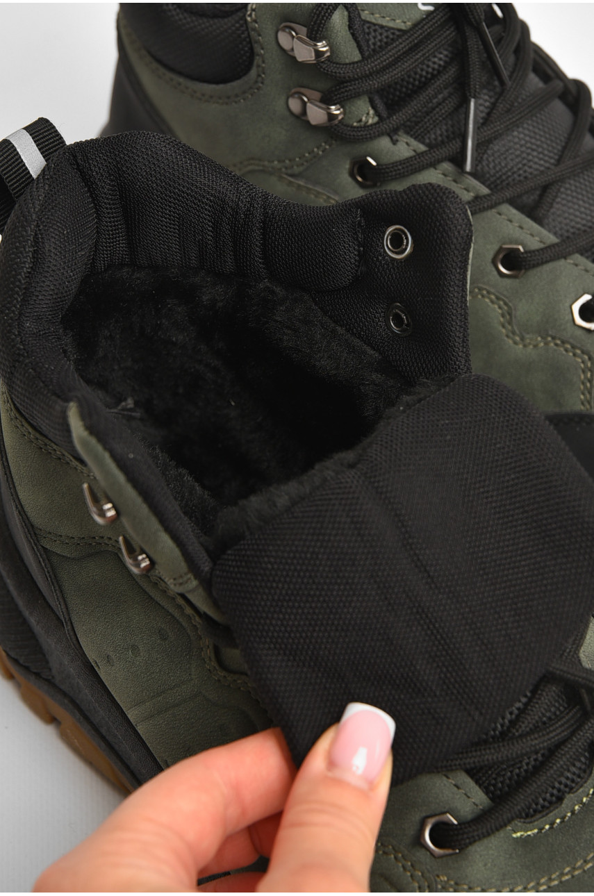 Черевики чоловічі зимові на хутрі темно-зеленого кольору YB10601-3 204881