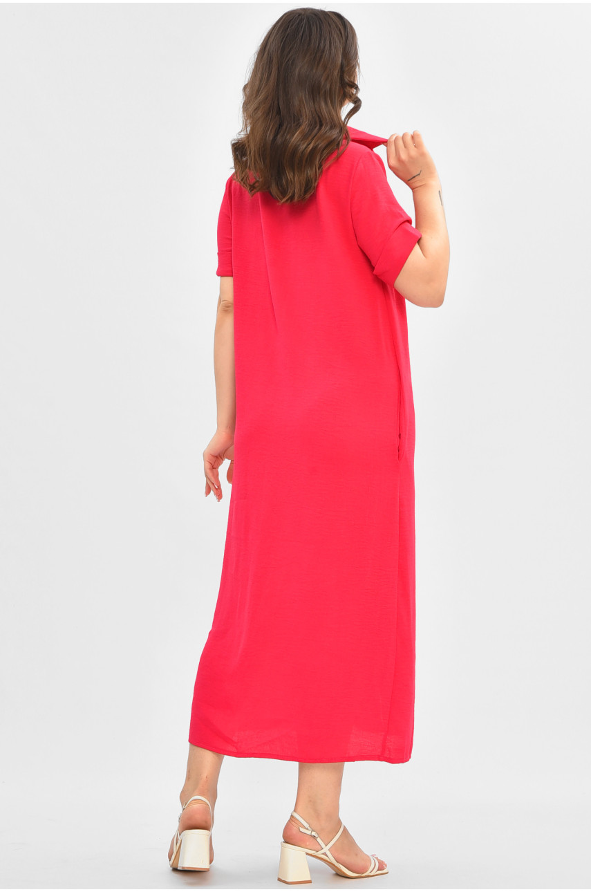 Платье женское однотонное малинового цвета с поясом 9325 204918