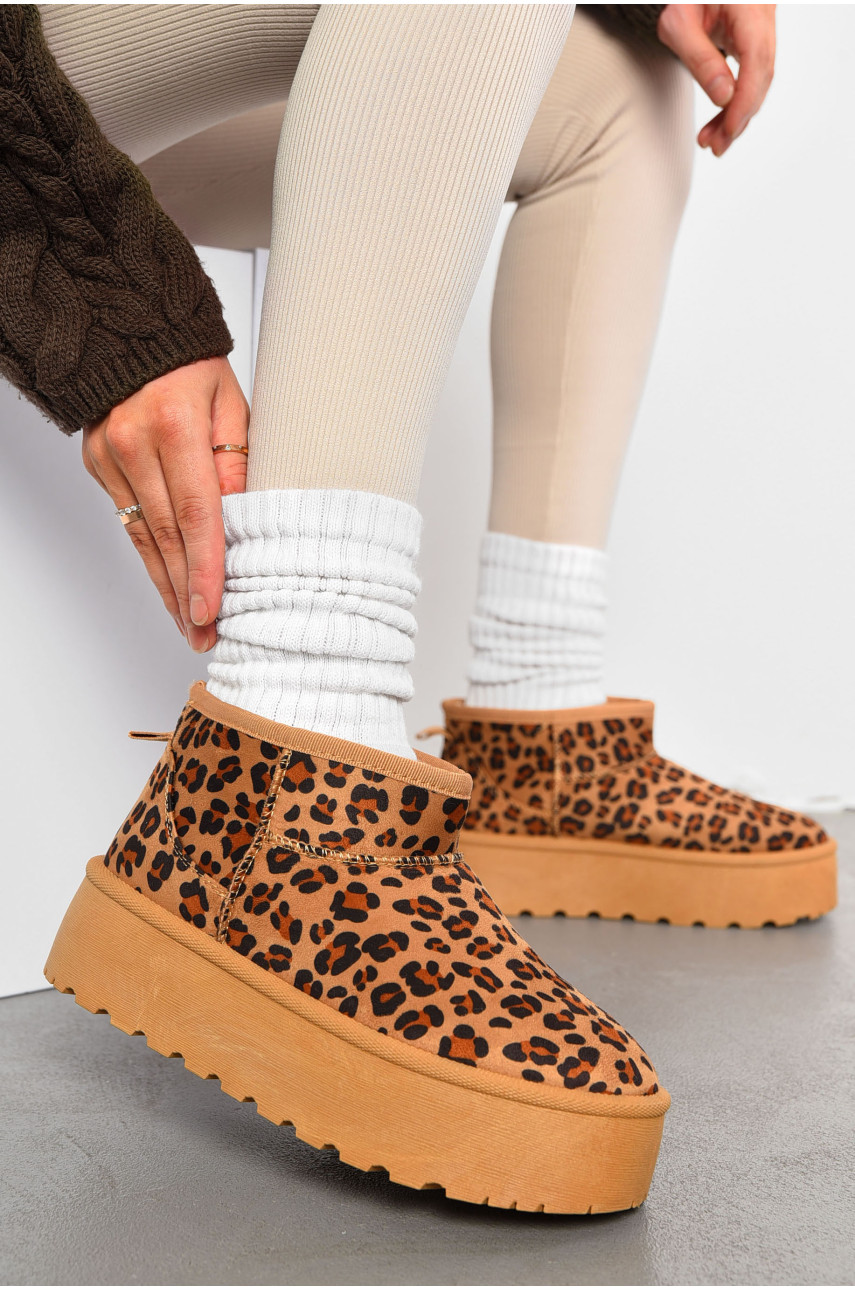 Уггі жіночі на хутрі бежевого кольору леопардові 2025-53-3 204921