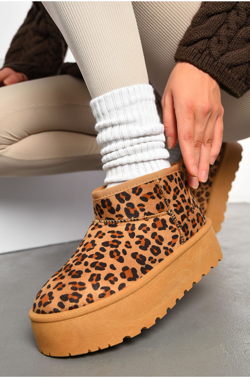Уггі жіночі на хутрі бежевого кольору леопардові 2025-53-3 204921