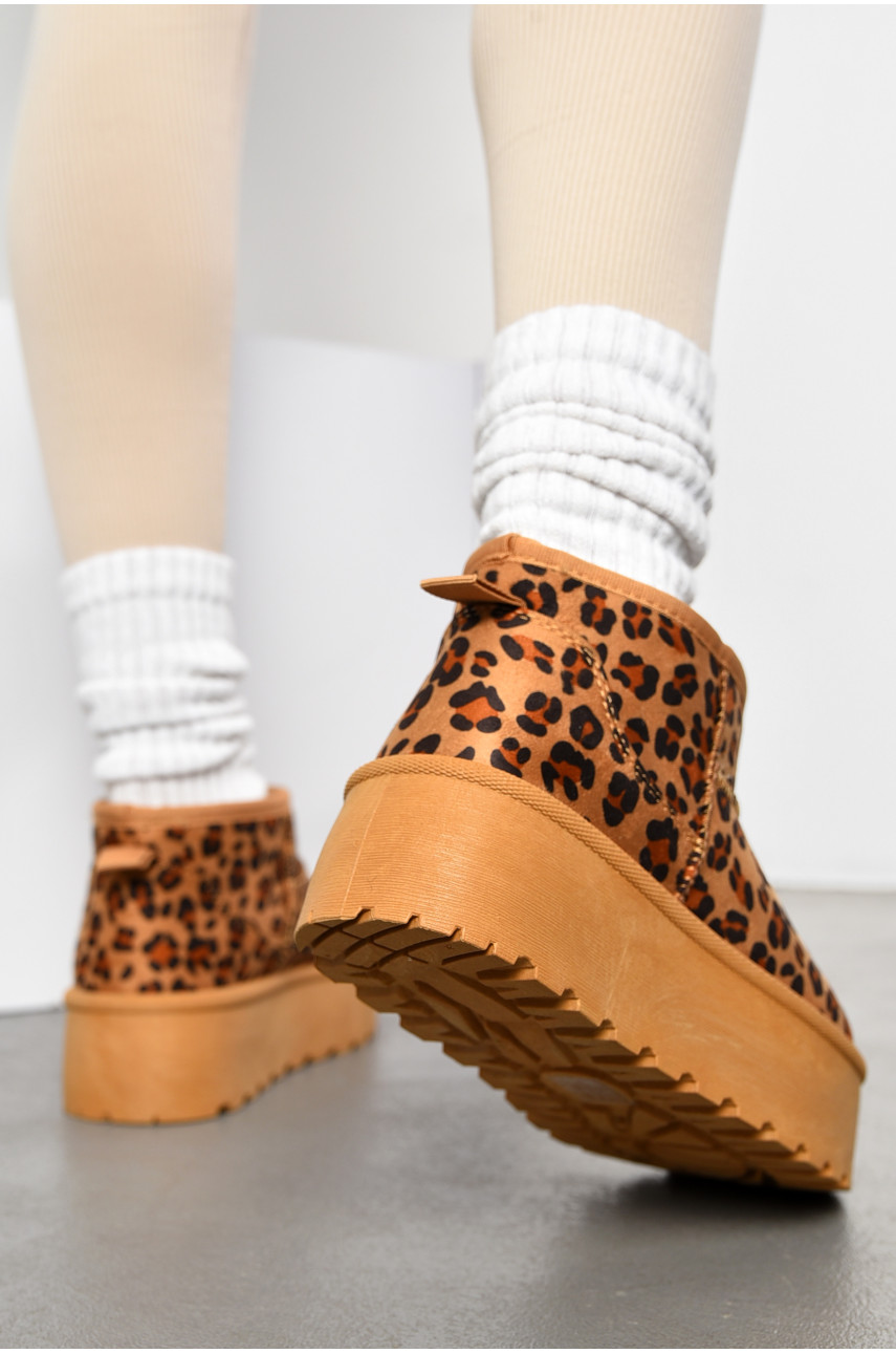 Уггі жіночі на хутрі бежевого кольору леопардові 2025-53-3 204921