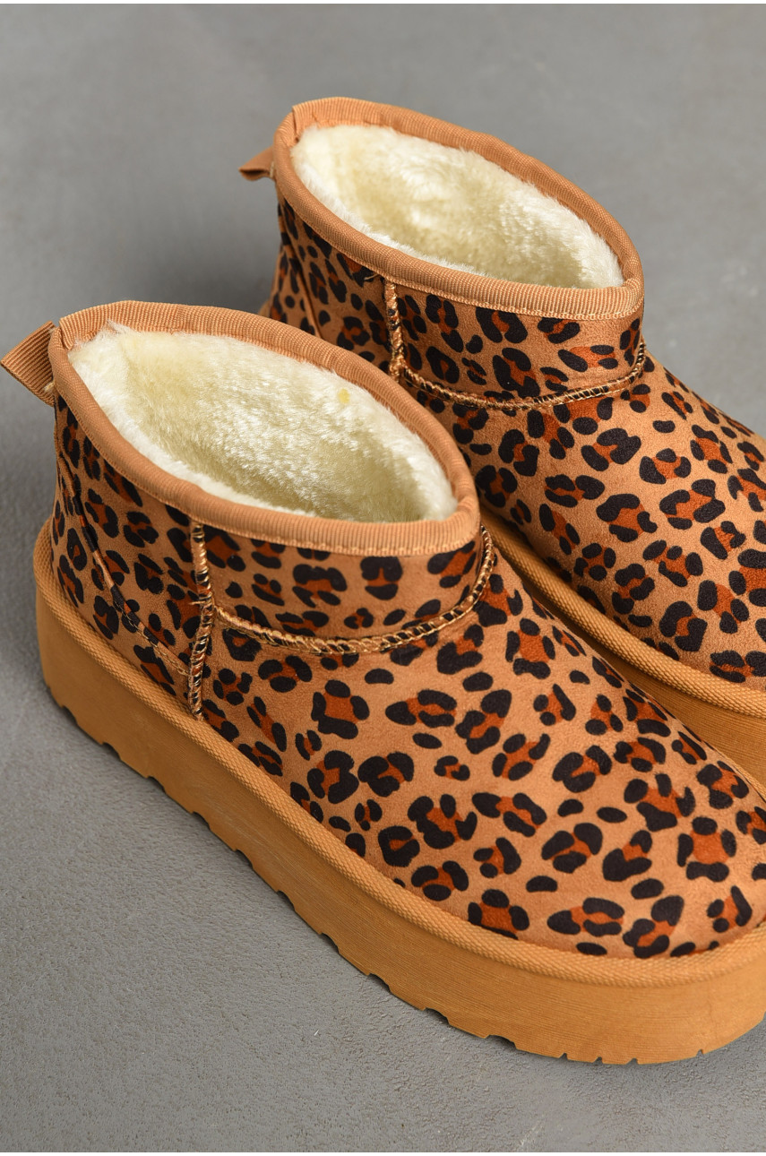 Уггі жіночі на хутрі бежевого кольору леопардові 2025-53-3 204921