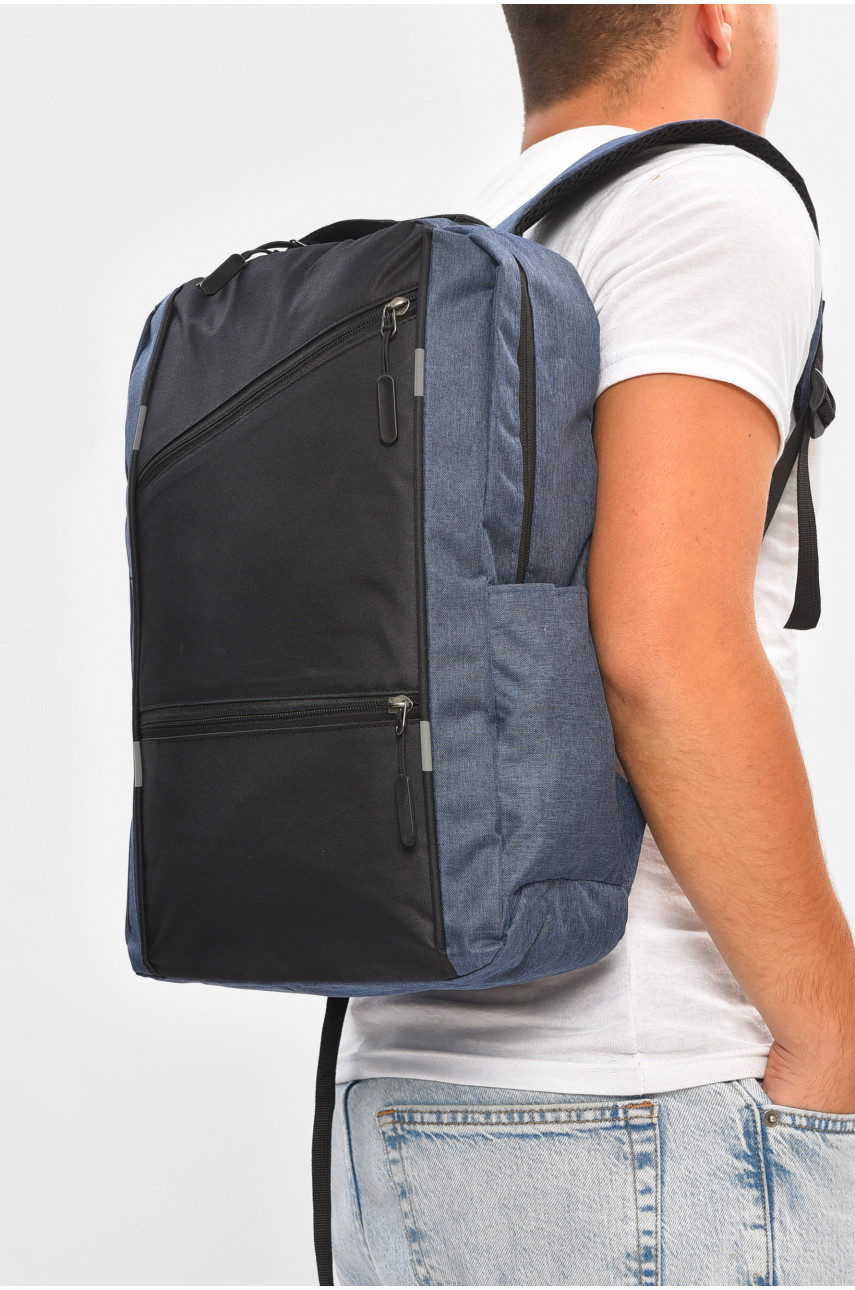 Рюкзак чоловічий спортивний 3в1 синього кольору з принтом 204939