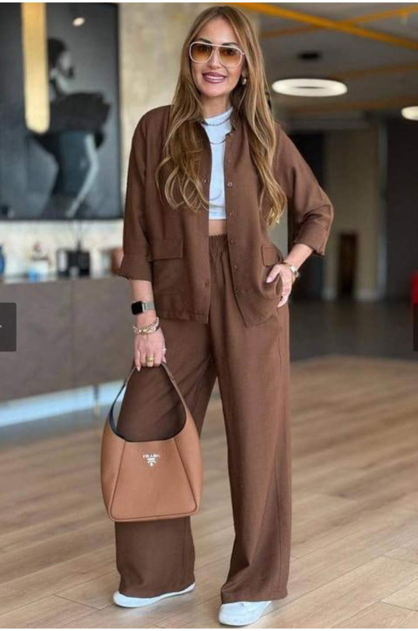 Костюм женский коричнивого цвета 3013 204948