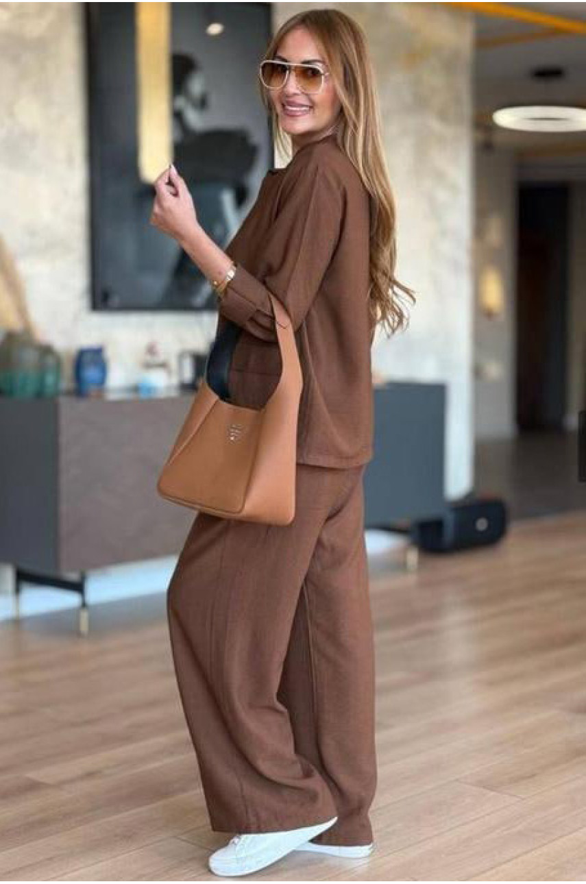 Костюм женский коричнивого цвета 3013 204948