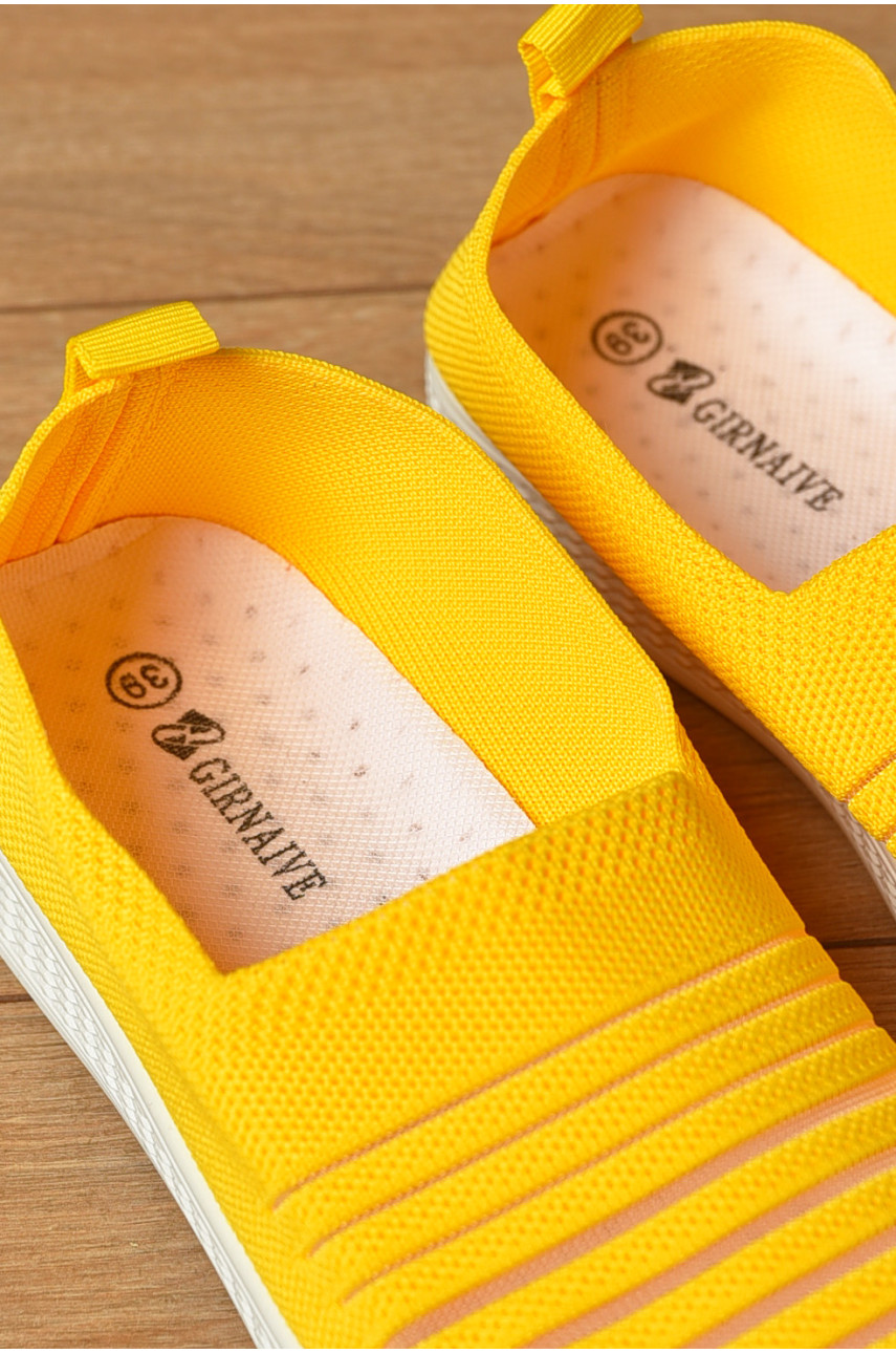 Мокасины женские желтого цвета текстиль 07-7 204952