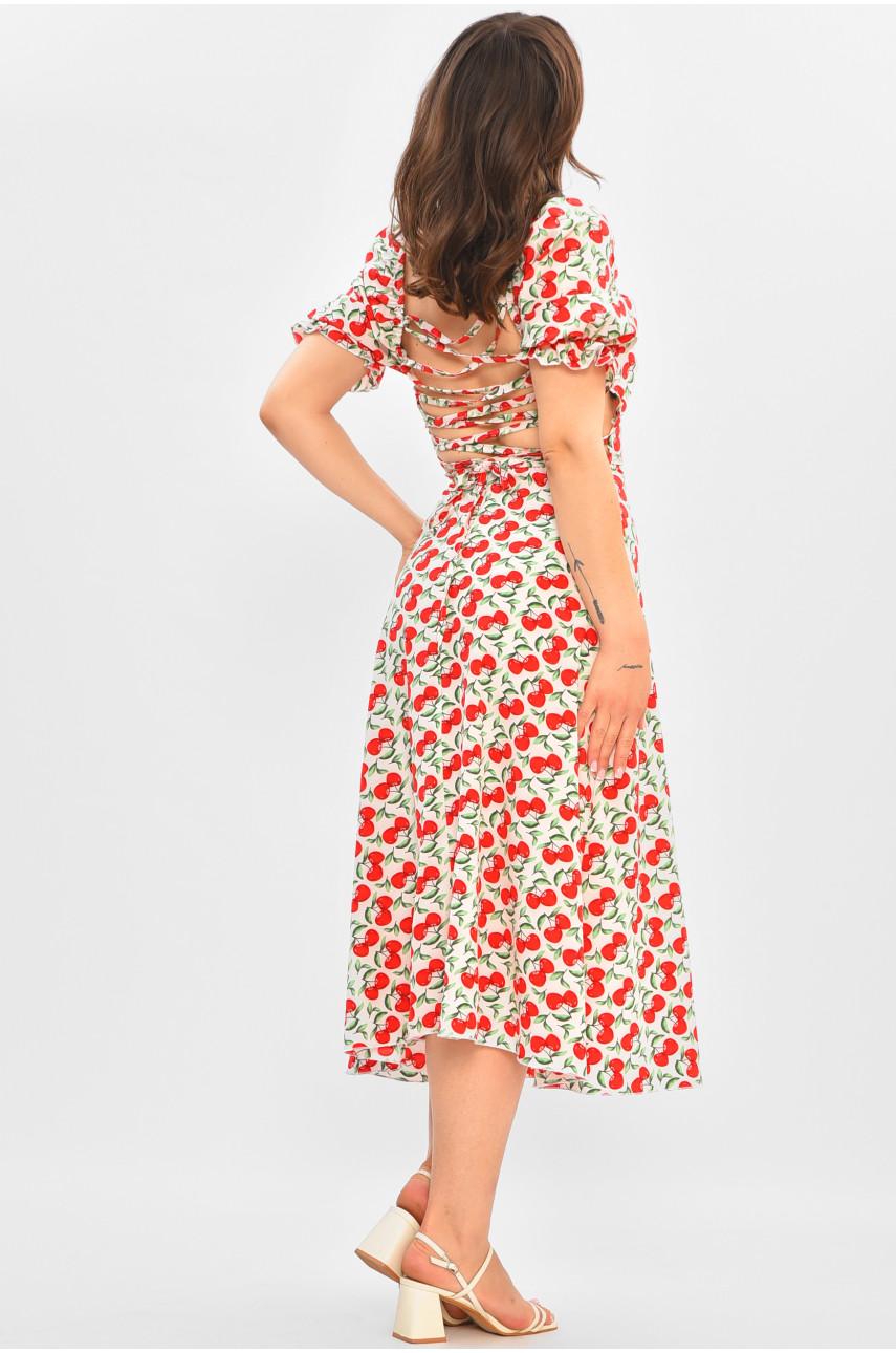 Сукня жіноча молочного кольору з принтом 2001 204960