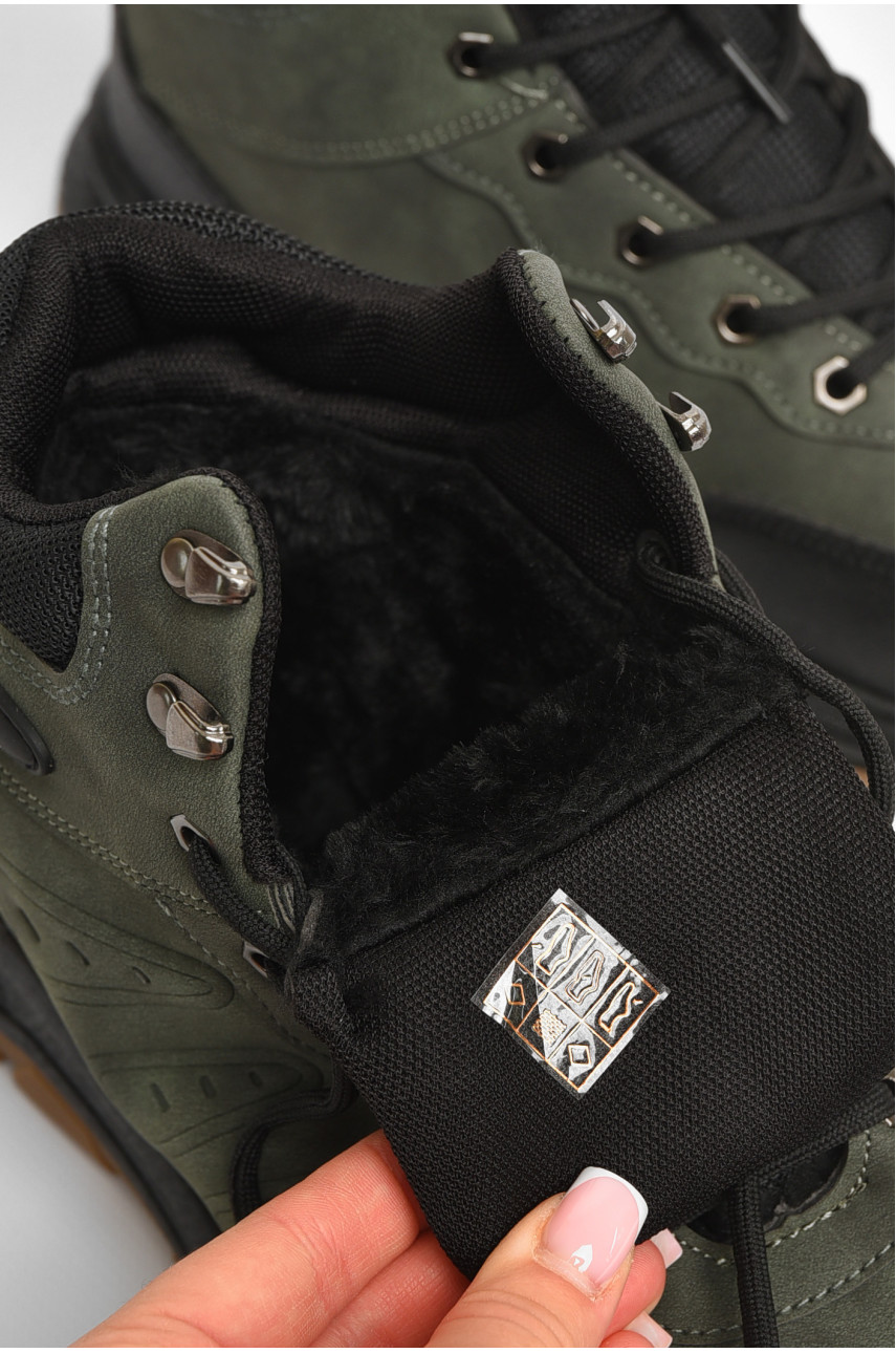 Черевики чоловічі зимові на хутрі темно-зеленого кольору YB10626-4 204966