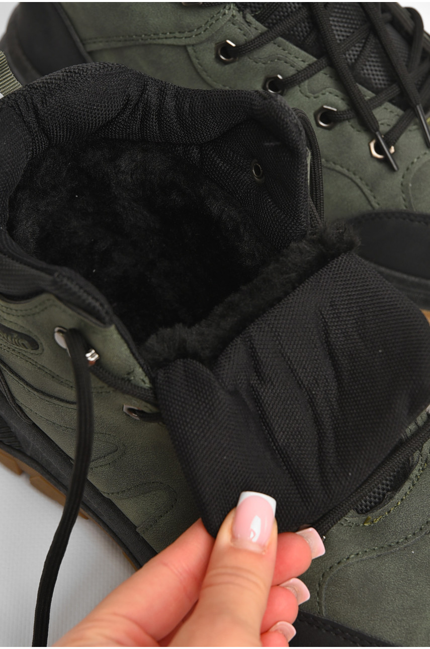 Черевики чоловічі зимові на хутрі темно-зеленого кольору YB10606-3 204967