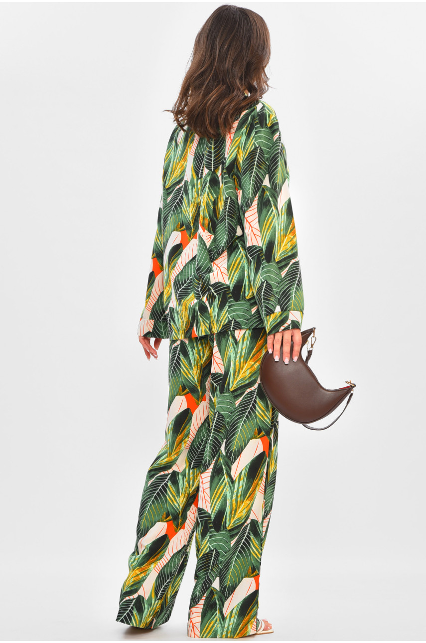 Костюм женский зеленого цвета с принтом 81224 204971