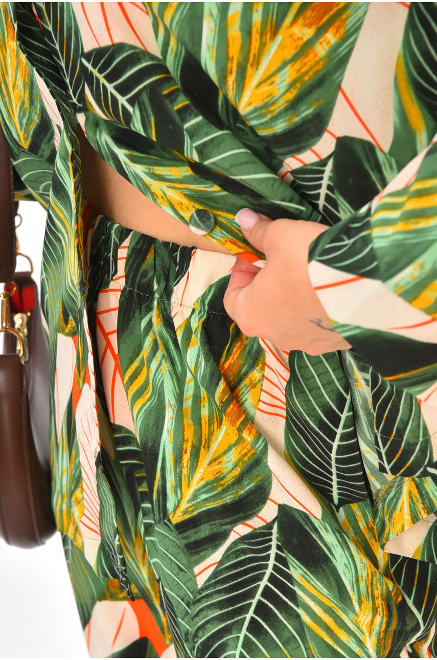 Костюм женский зеленого цвета с принтом 81224 204971