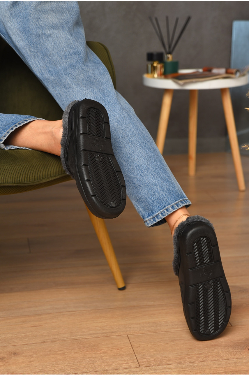 Калоші жіночі без задника утеплені чорного кольору L-8 205007