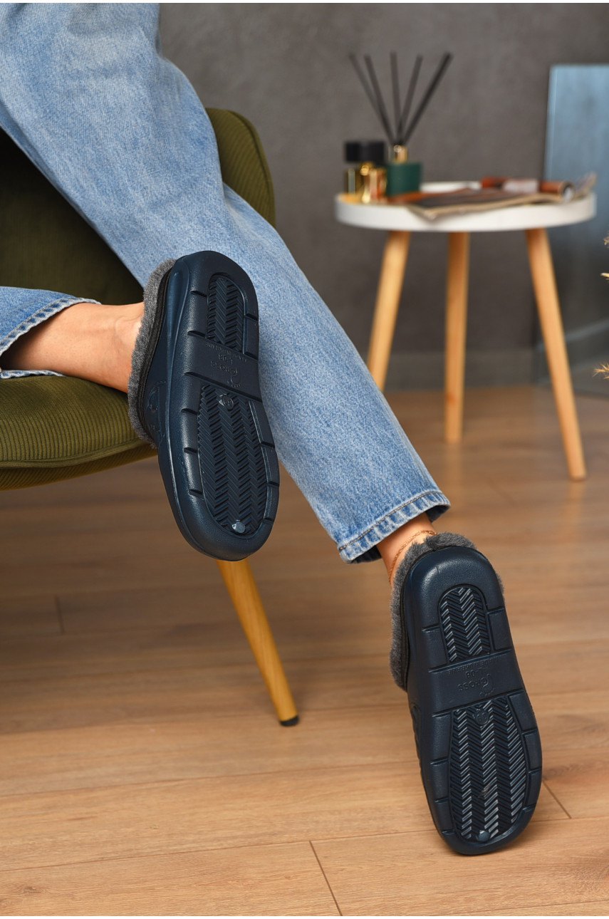 Калоші жіночі без задника утеплені темно-синього кольору L-8 205008