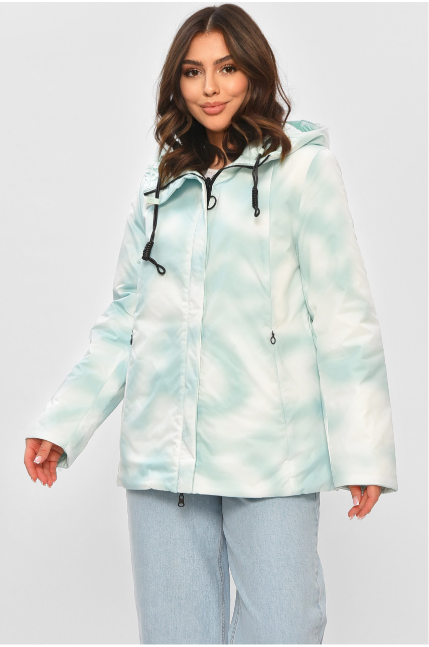 Куртка жіноча демісезонна м'ятного кольору з принтом 6685 205010