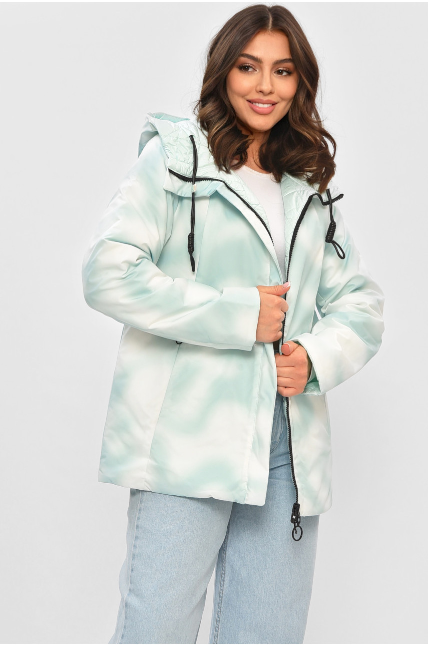 Куртка жіноча демісезонна м'ятного кольору з принтом 6685 205010