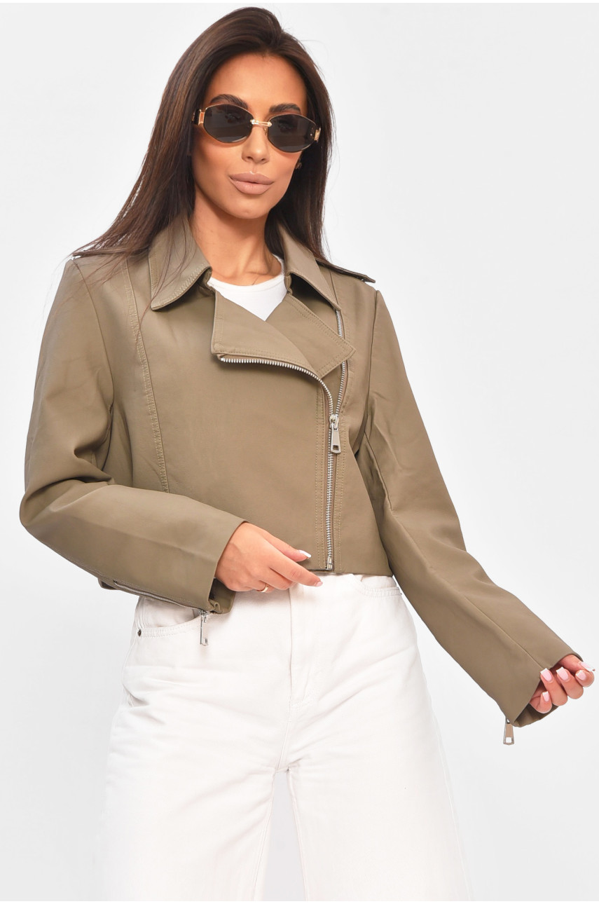 Куртка жіноча з екошкіри темно-сірого кольору 2132 205017