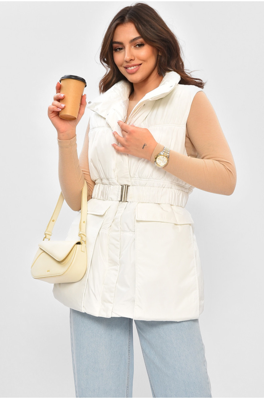 Жилетка женская однотонная белого цвета 515 205033