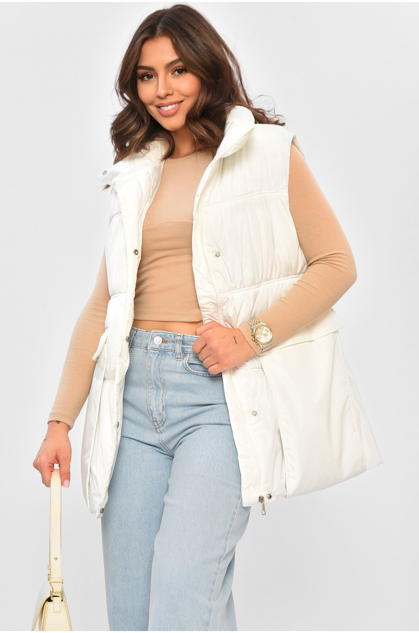 Жилетка женская однотонная белого цвета 515 205033