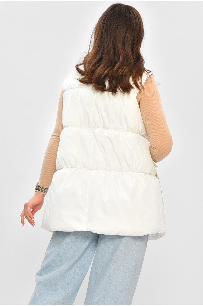 Жилетка женская однотонная белого цвета 515 205033