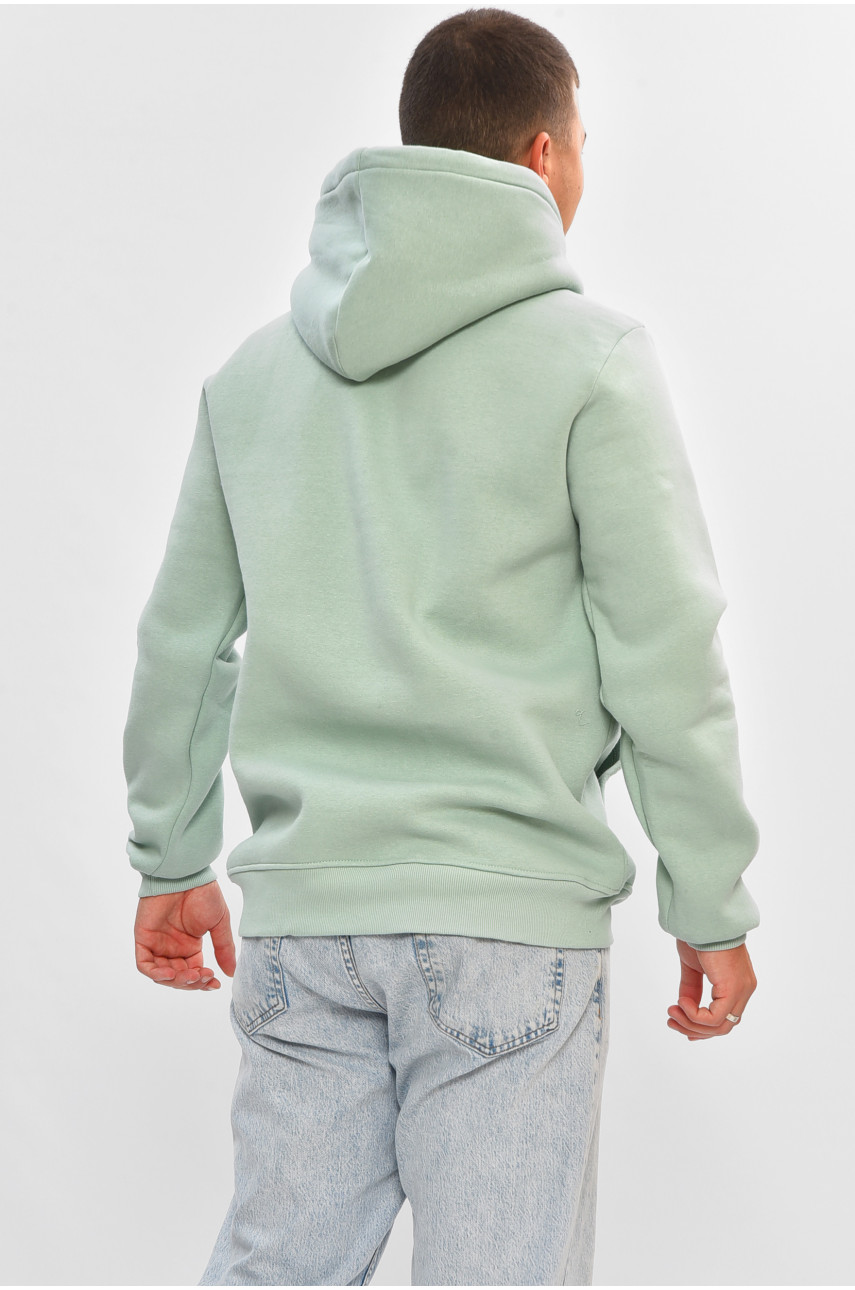 Худи мужское на флисе мятного цвета с принтом 461 205037
