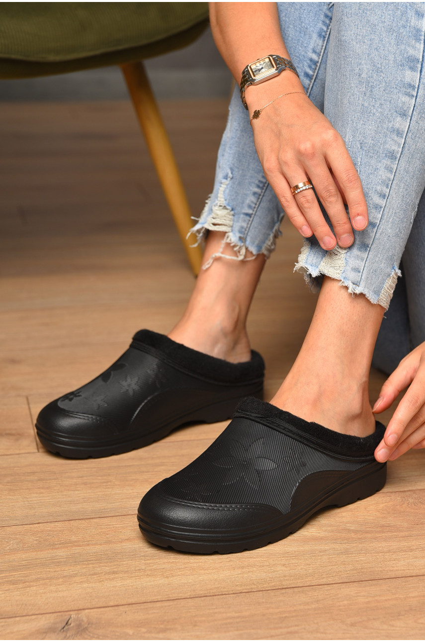 Галоши женские без задника утепленные черного цвета ГП-24 205044