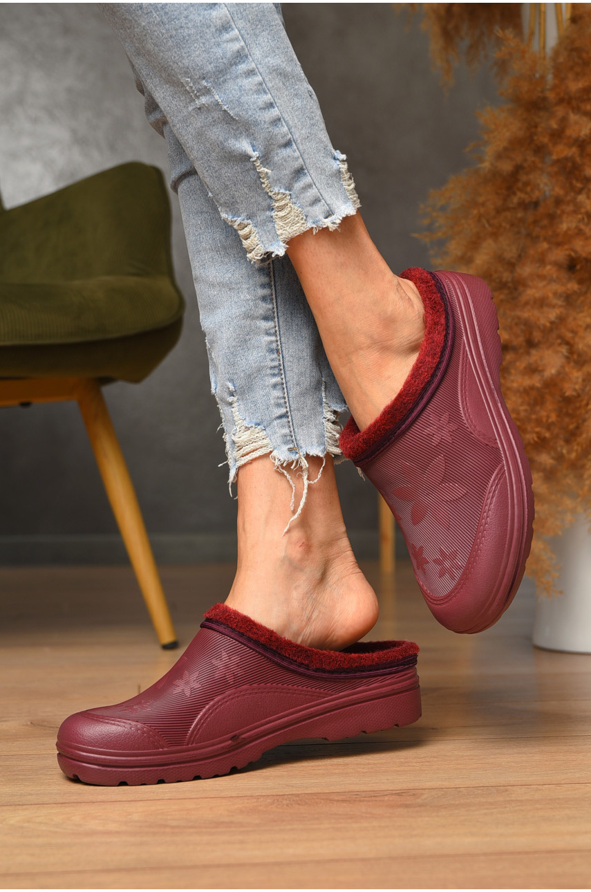 Галоши женские без задника утепленные бордового цвета ГП-24 205045