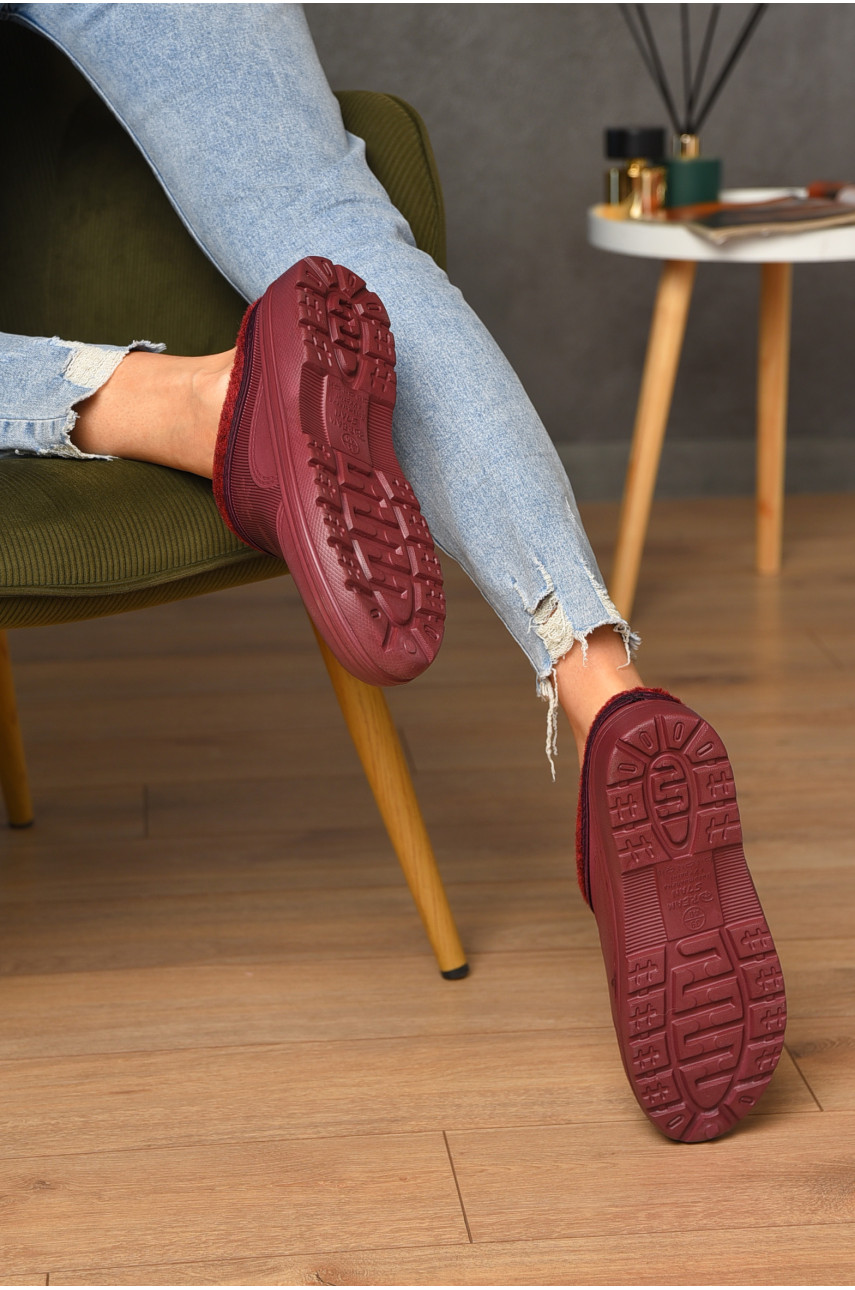 Галоши женские без задника утепленные бордового цвета ГП-24 205045